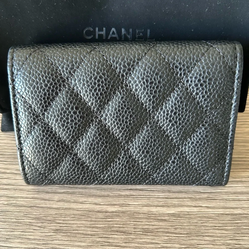 🔥 CHANEL Classic Flap Card Holder Black Caviar Leather Silver Metal‼️SOLD OUT‼️ - Picture 7 of 16
